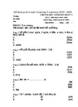 Đề kiểm tra chất lượng cuối học kỳ 2 môn Toán Lớp 3 - Năm học 2019-2020